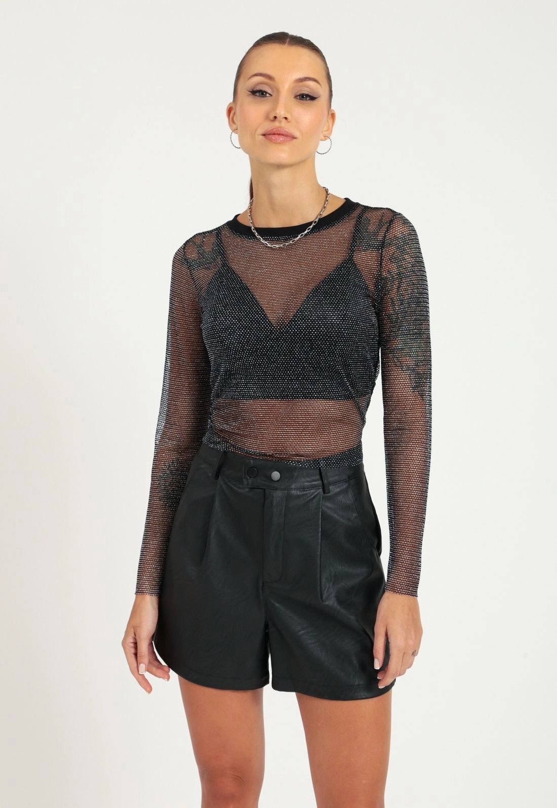 Blusa Tela Lurex Manga Longa